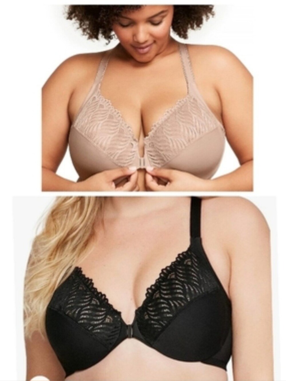 Glamorise Women's Front-Close T-Back Wonderwire Bundle-Black & Nude